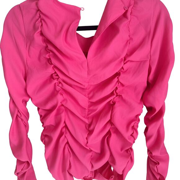 TopShop Pink Rouched Long Sleeve - Picture 3 of 3